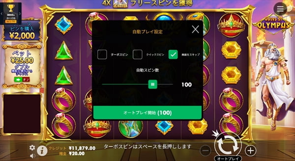 100スピン終了