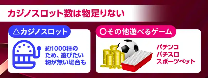 遊べるカジノスロットの数が少ない